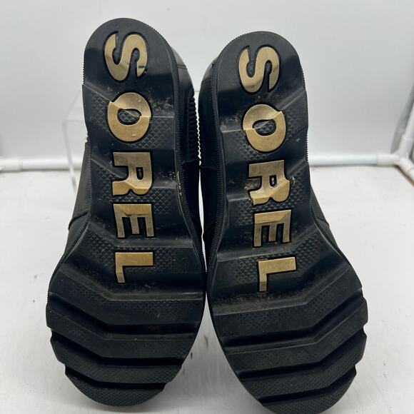 SOREL Joan of Arctic Wedge Chelsea Black Booties Womens 8 Slip On - Picture 8 of 8